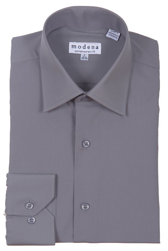 Modena Men’s Contemporary (Slim) Fit Long Sleeve Solid Dress Shirt – Colors
