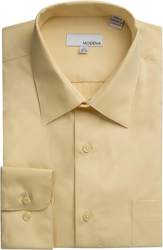 Modena Men’s Regular Fit Long Sleeve Solid Dress Shirt – Colors