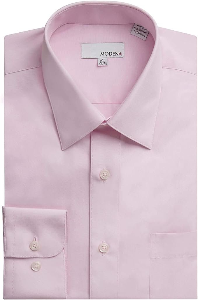 Modena Men’s Contemporary (Slim) Fit Long Sleeve Solid Dress Shirt – Colors