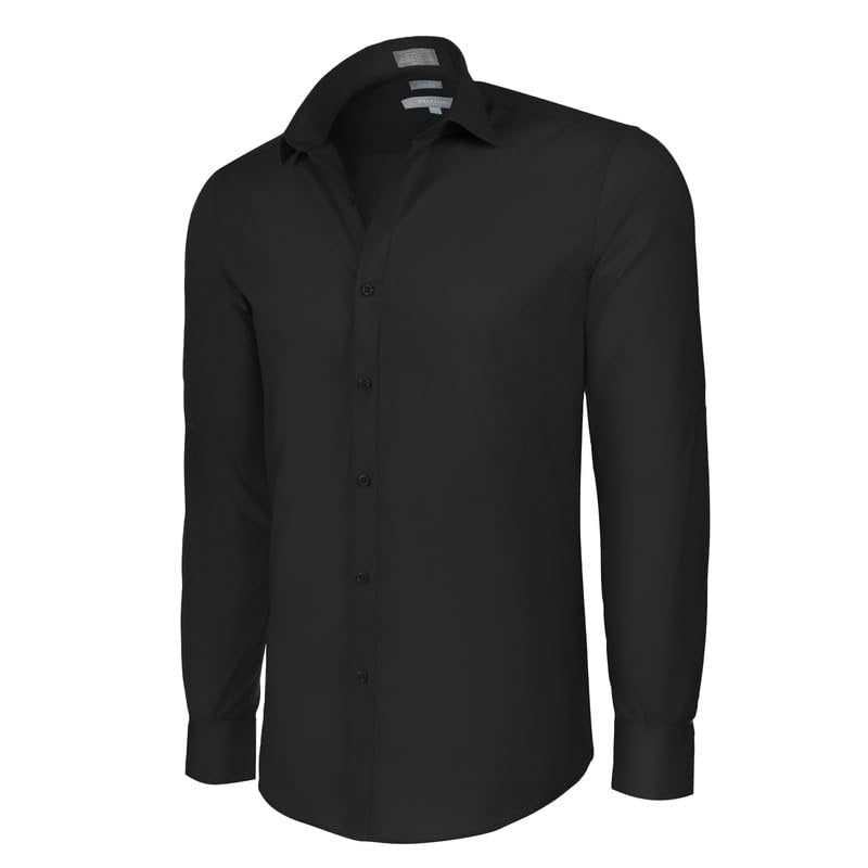 Adam Baker Men's Slim Fit Long Sleeve Stretch Poplin Dress Shirt