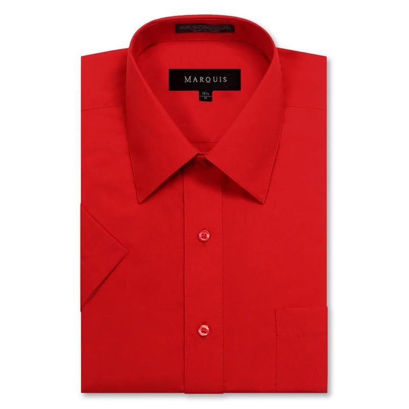 Marquis Men's Classic Fit Short Sleeve Cotton Blend Broadcloth Dress Shirt