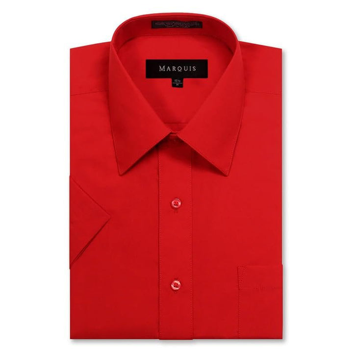 Marquis Men's Classic Fit Short Sleeve Cotton Blend Broadcloth Dress Shirt