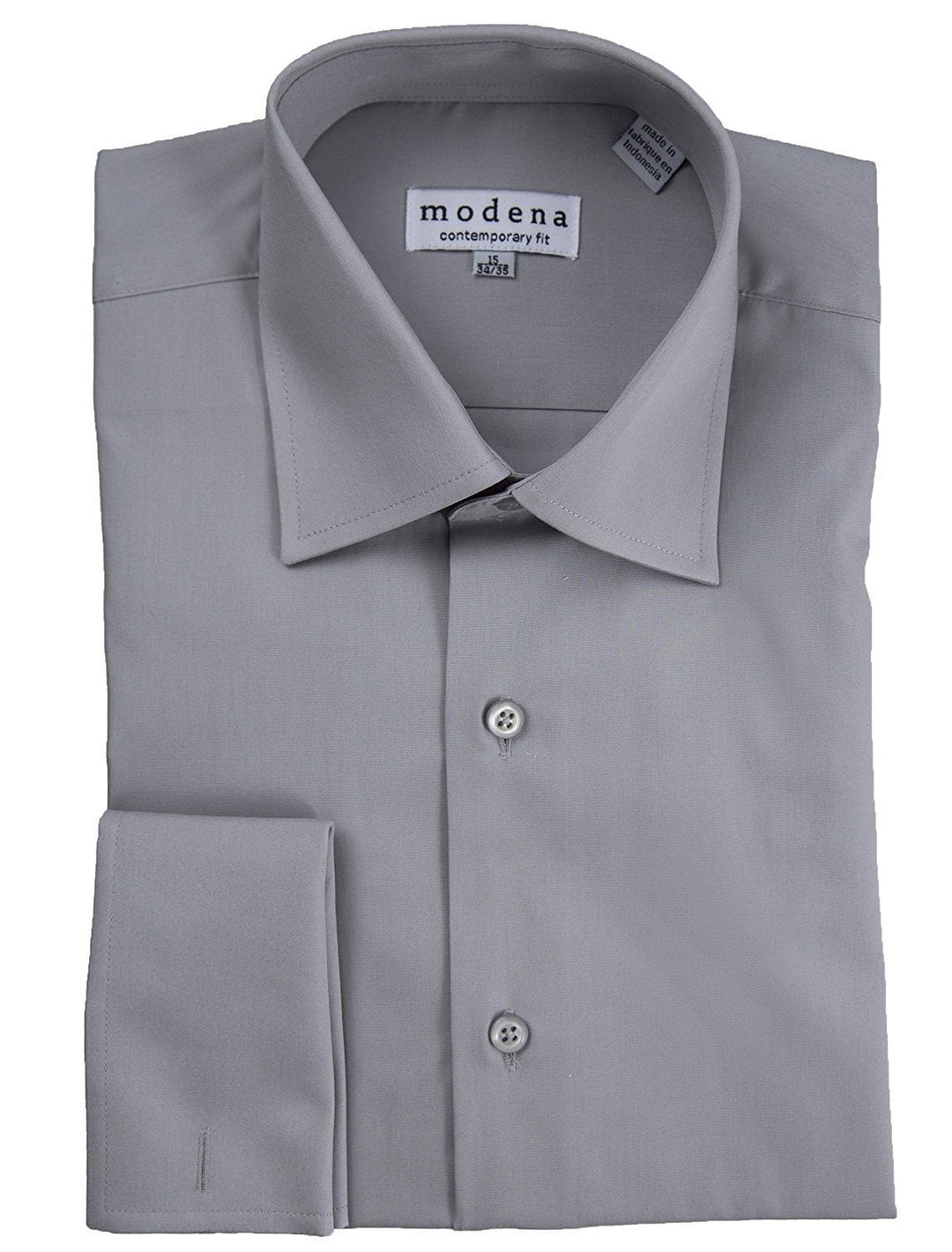 Modena Men's Contemporary (Slim) Fit Spread Collar French Cuff Solid Dress Shirt – Colors
