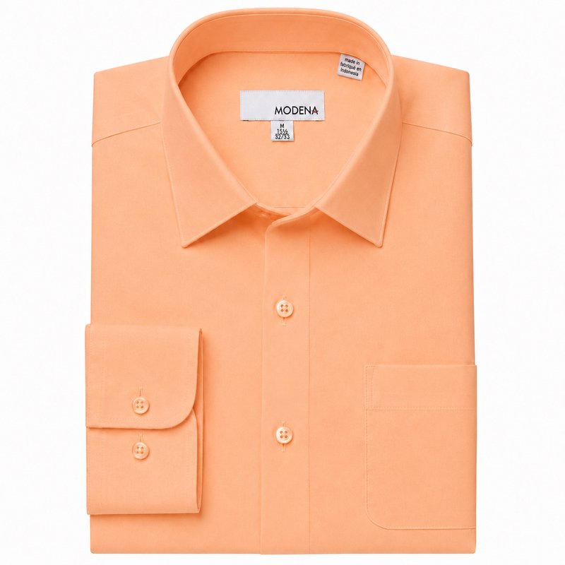 Modena Men's Regular Fit Long Sleeve Solid Dress Shirt