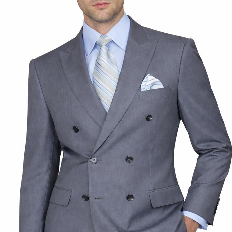Adam Baker Men's Modern Fit Double Breasted Wool 2-Piece Suit Set | Jacket & Pants