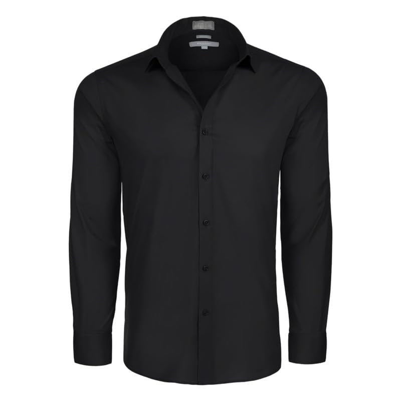 Adam Baker Men's Slim Fit Long Sleeve Stretch Poplin Dress Shirt