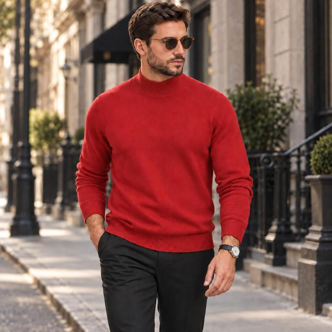 Adam Baker Men's Mock Neck Cotton Blend Knit Pullover Sweater