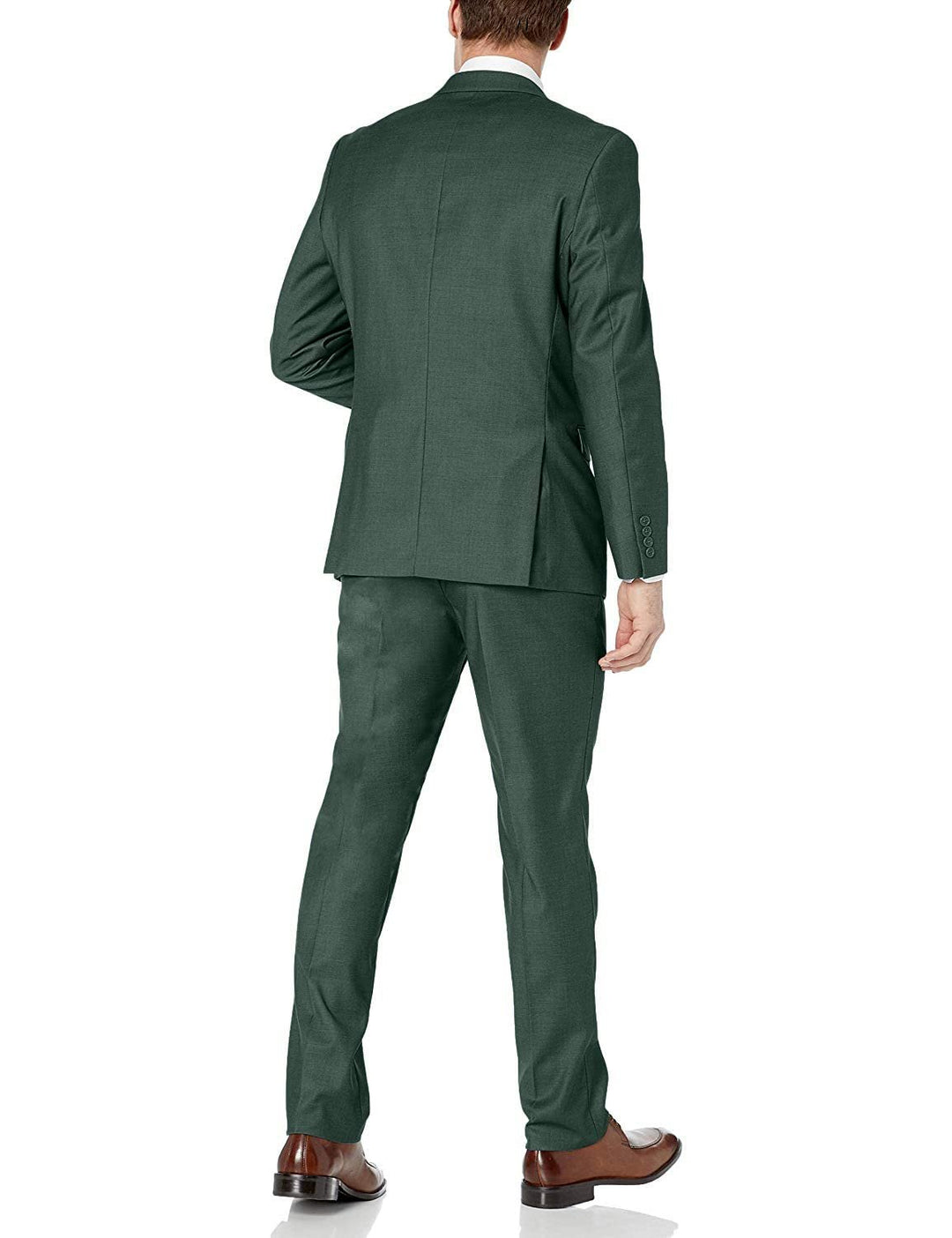 Adam Baker Men's Slim Fit 3-Piece (Jacket, Vets, Trousers) Vested Suit Set - Hunter Green