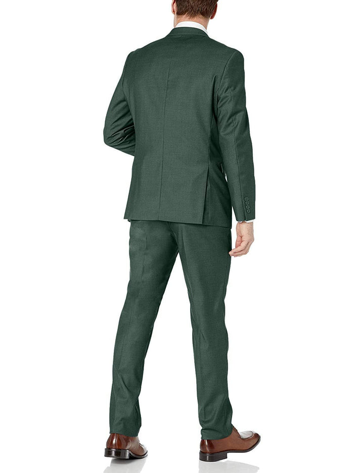 Adam Baker Men's Slim Fit 3-Piece (Jacket, Vets, Trousers) Vested Suit Set - Hunter Green