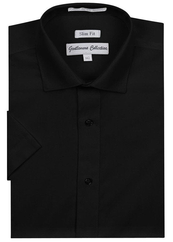Gentlemens Collection Mens Short Sleeve Slim Fit Easy Care Dress Shirt - Colors