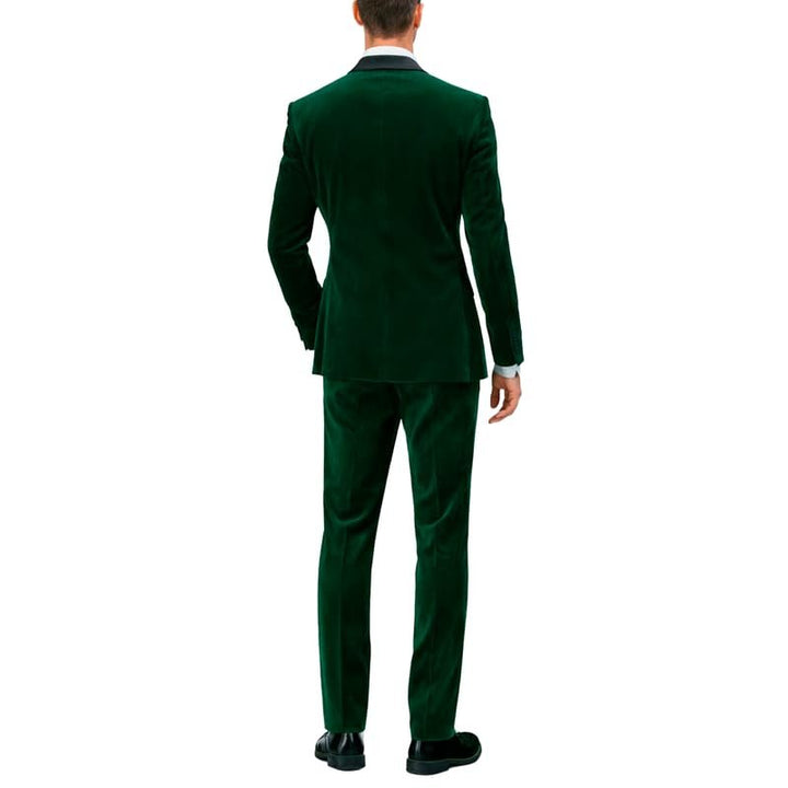 Adam Baker Men's Velvet Tuxedo | Modern Fit Single Breasted Vested Three Piece Tuxedo - Colors