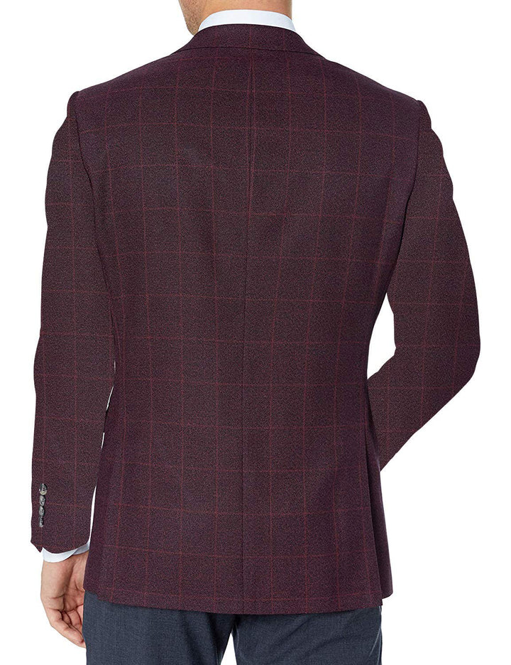 Adam Baker Mens Ultra Slim fit Notch Lapel Plaid Sport Coat/Blazer- Colors