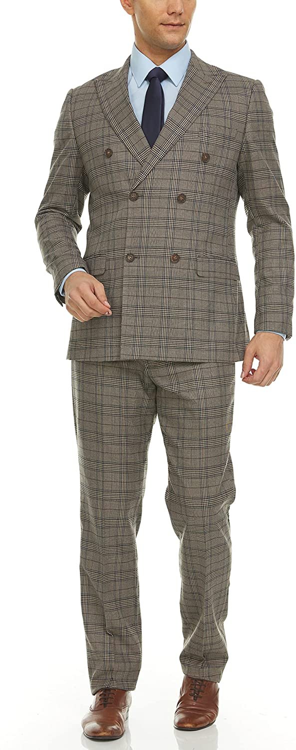 Adam Baker Men's Slim Fit Double Breasted 2-Piece (Jacket & Pants) Suit Set