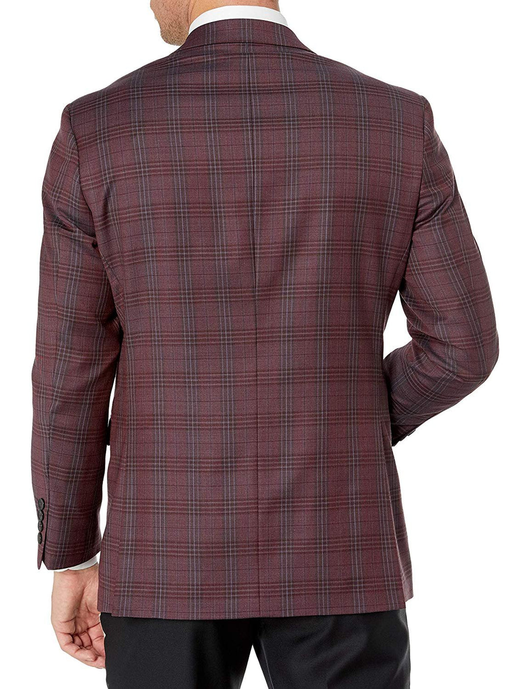 Adam Baker Men's Single Breasted 100% Wool Ultra Slim Fit Blazer/Sport Coat - Red Plaid