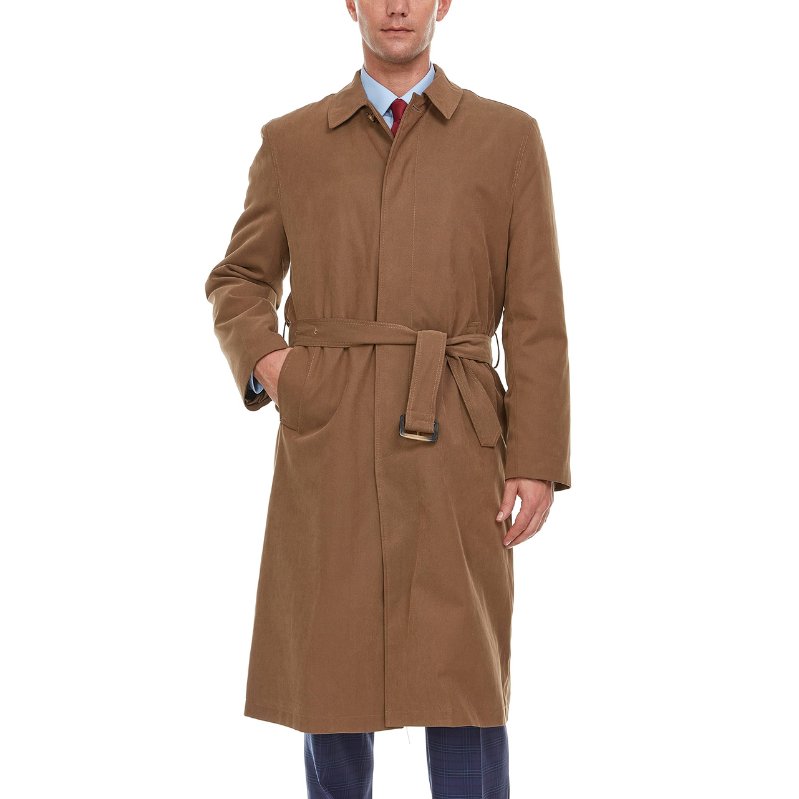 Adam Baker Men's Black & Khakhi Single Breasted Full Length Trench Coat All Year Round Raincoat