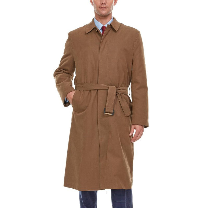 Adam Baker Men's Black & Khakhi Single Breasted Full Length Trench Coat All Year Round Raincoat