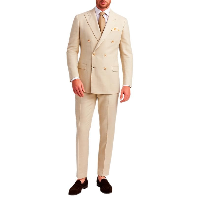 Adam Baker Men's Slim Fit Double Breasted 2-Piece (Jacket & Pants) Suit Set