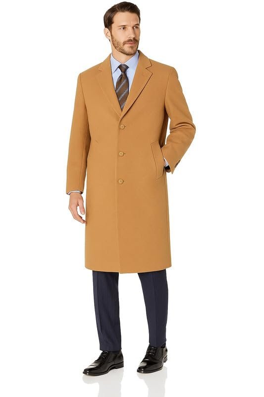 Adam Baker Men's Single Breasted Wool Cashmere Full Length Topcoat - Colors