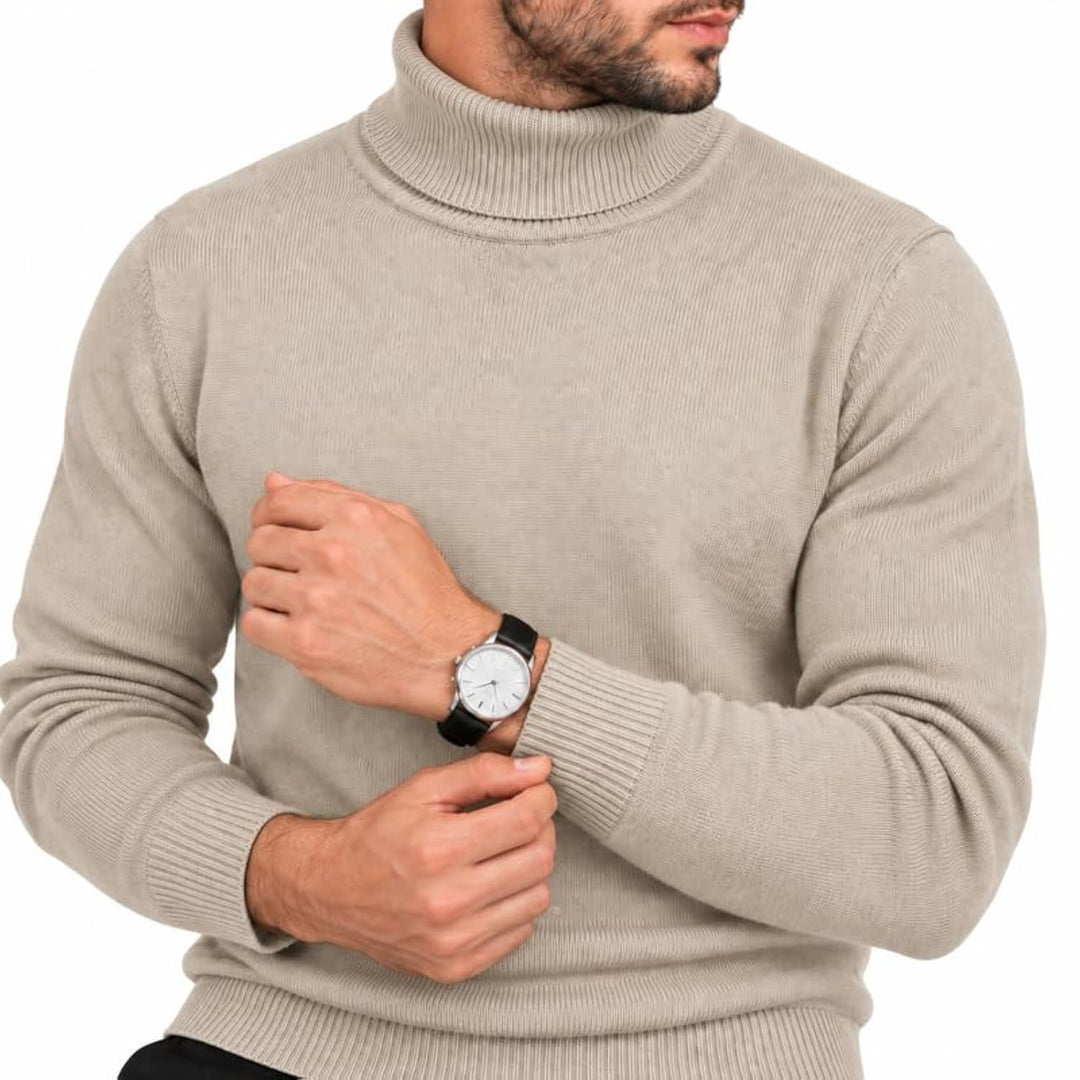 Adam Baker Men's Cotton Blend Turtleneck Sweater, Casual Knitted Pullover Sweater