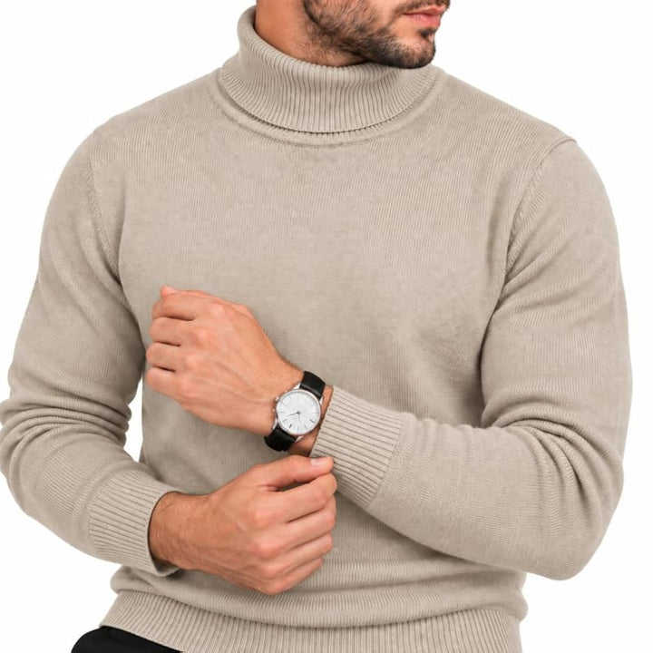 Adam Baker Men's Cotton Blend Turtleneck Sweater, Casual Knitted Pullover Sweater