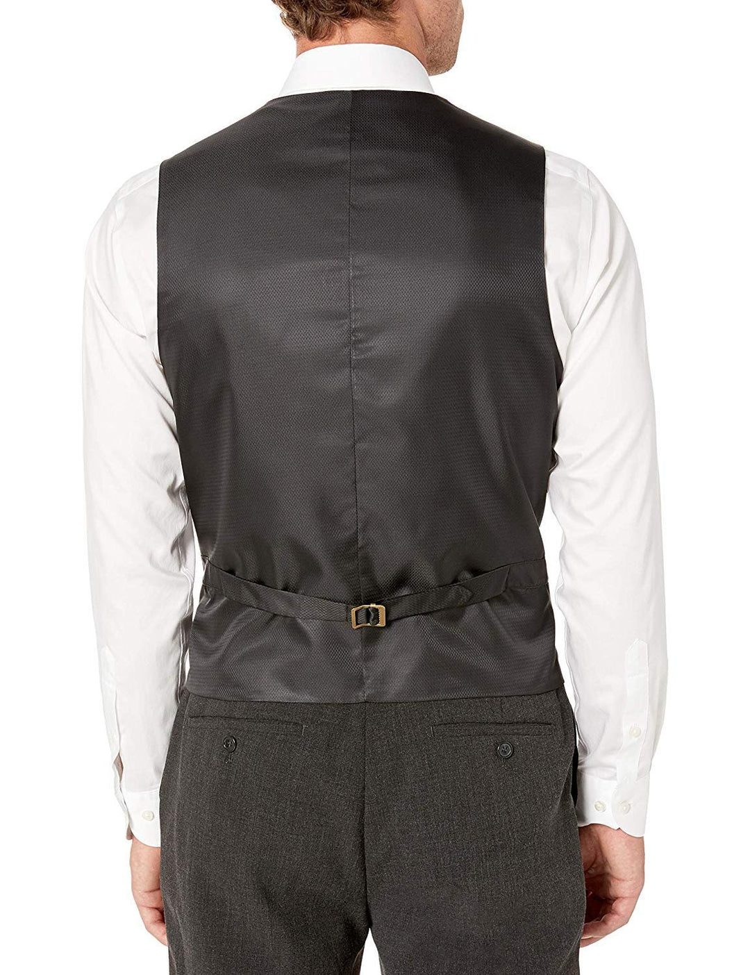 Adam Baker Men's Slim Fit 3-Piece (Jacket, Vets, Trousers) Vested Suit Set - Charcoal & Grey