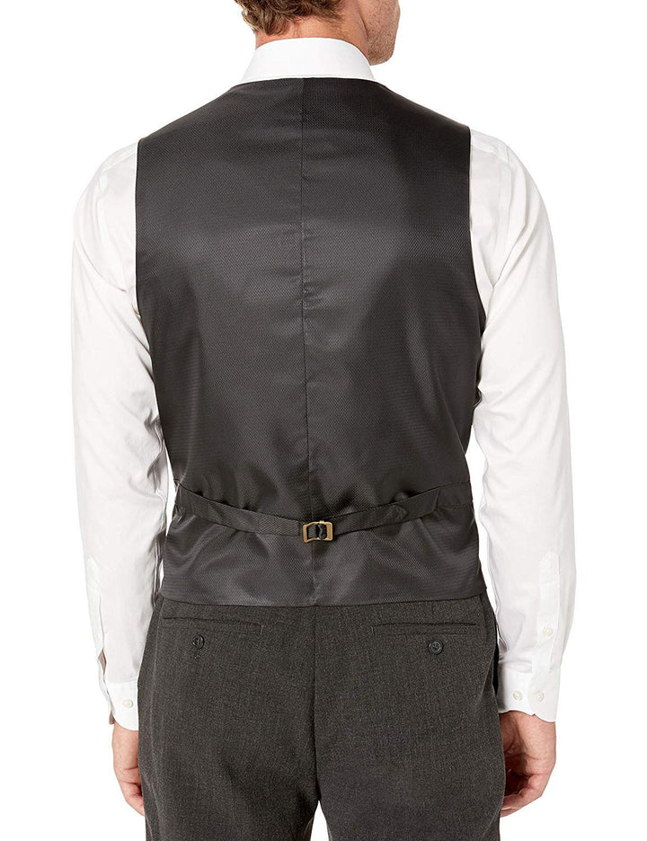 Adam Baker Men's Slim Fit 3-Piece (Jacket, Vets, Trousers) Vested Suit Set - Charcoal & Grey