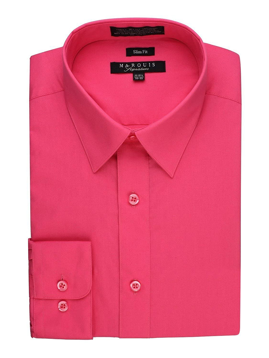 marquis signature slim fit dress shirt Marquis Mens Apricot Slim Fit Dress Shirt 17/17.5 34-35 Cotton Polyester Blend Wrinkle Resistant Easy Care Button-Down Formal