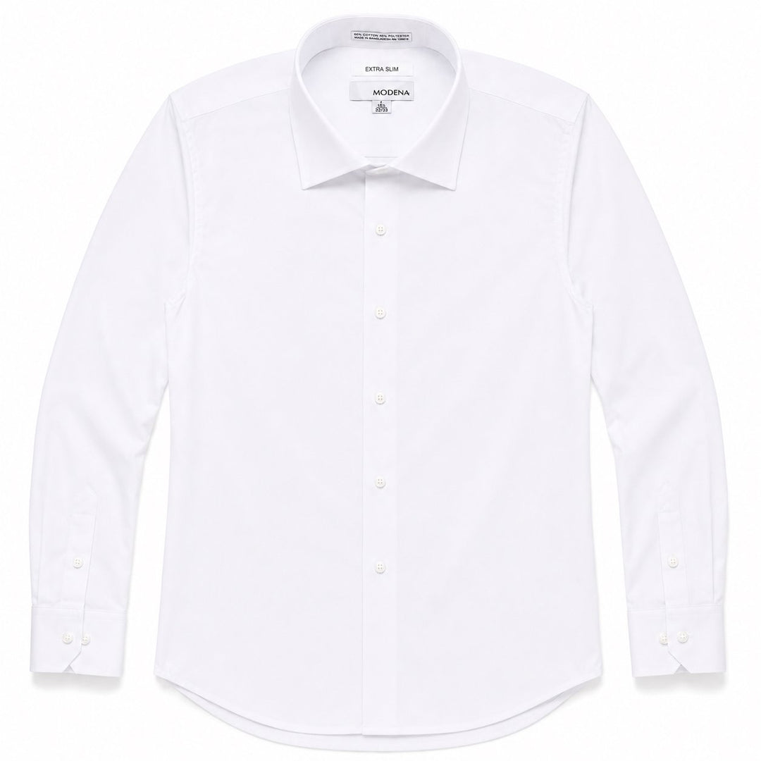 Modena Men's Extra Slim Fit Long Sleeve Solid Dress Shirt