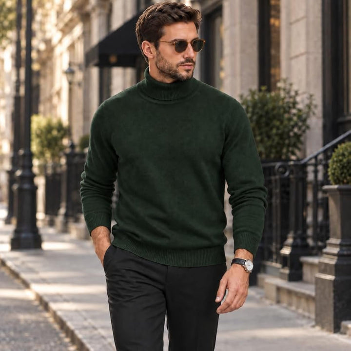 Adam Baker Men's Cotton Blend Turtleneck Sweater, Casual Knitted Pullover Sweater