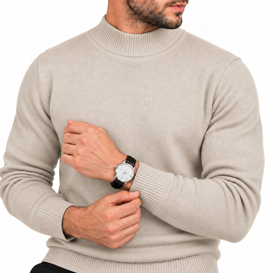 Adam Baker Men's Mock Neck Cotton Blend Knit Pullover Sweater