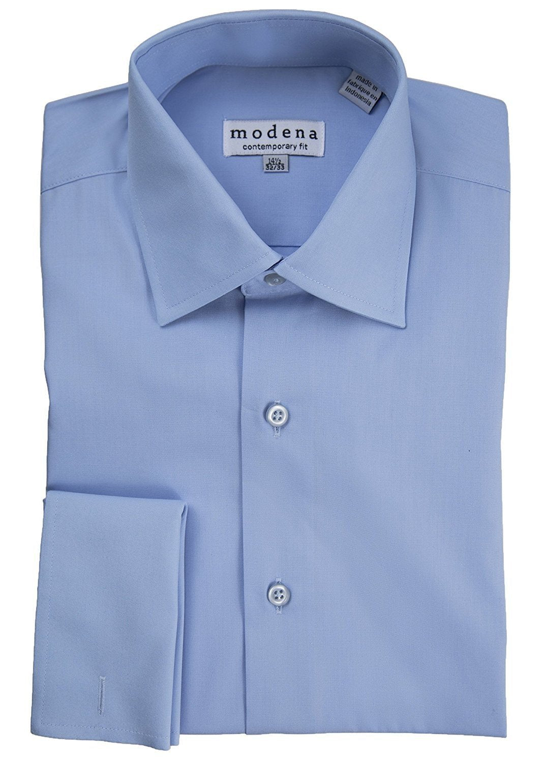 Modena Men's Contemporary (Slim) Fit Spread Collar French Cuff Solid Dress Shirt – Colors