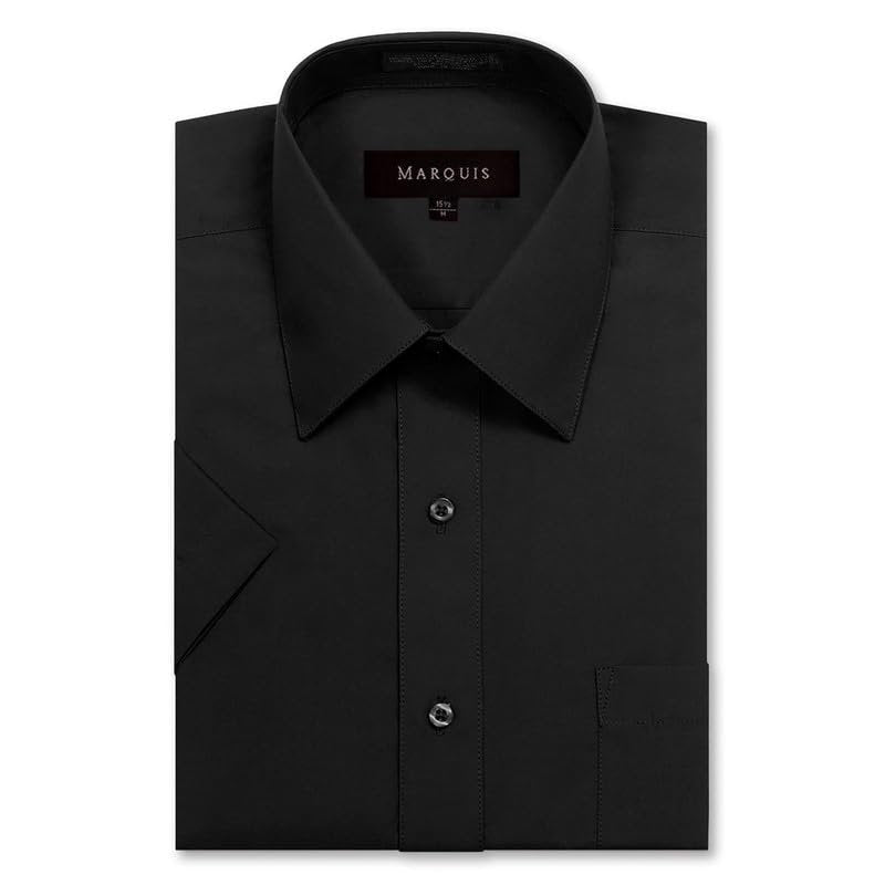 Marquis Men's Classic Fit Short Sleeve Cotton Blend Broadcloth Dress Shirt