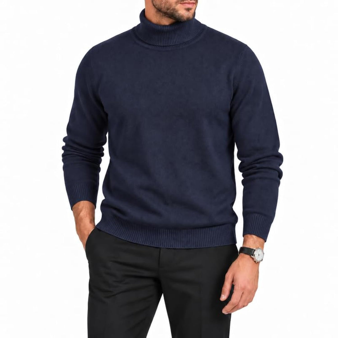 Adam Baker Men's Cotton Blend Turtleneck Sweater, Casual Knitted Pullover Sweater