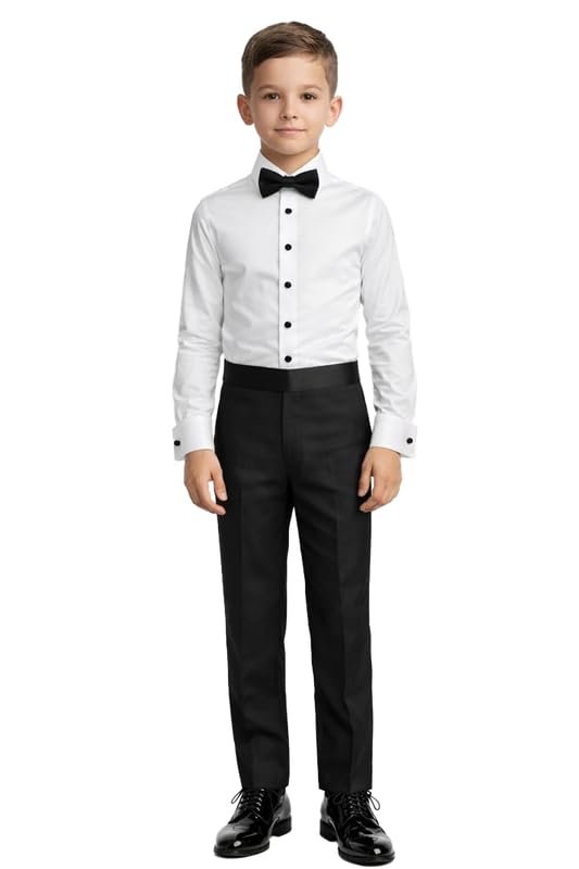 Adam Baker Boy's Tailored Fit 4-Way Stretch French Cuff Tuxedo Shirt