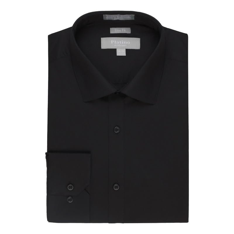 Adam Baker Men's Slim Fit Long Sleeve Stretch Poplin Dress Shirt