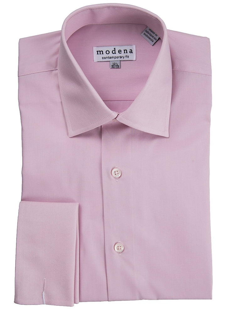 Modena Men's Contemporary (Slim) Fit Spread Collar French Cuff Solid Dress Shirt – Colors