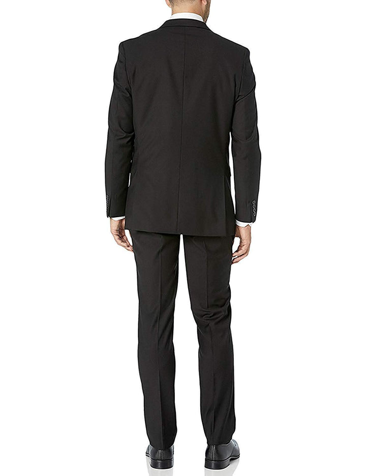 Adam Baker Men's Slim Fit 3-Piece (Jacket, Vets, Trousers) Vested Suit Set - Black & Navy
