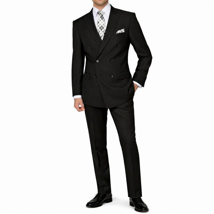 Adam Baker Men's Modern Fit Double Breasted Wool 2-Piece Suit Set | Jacket & Pants