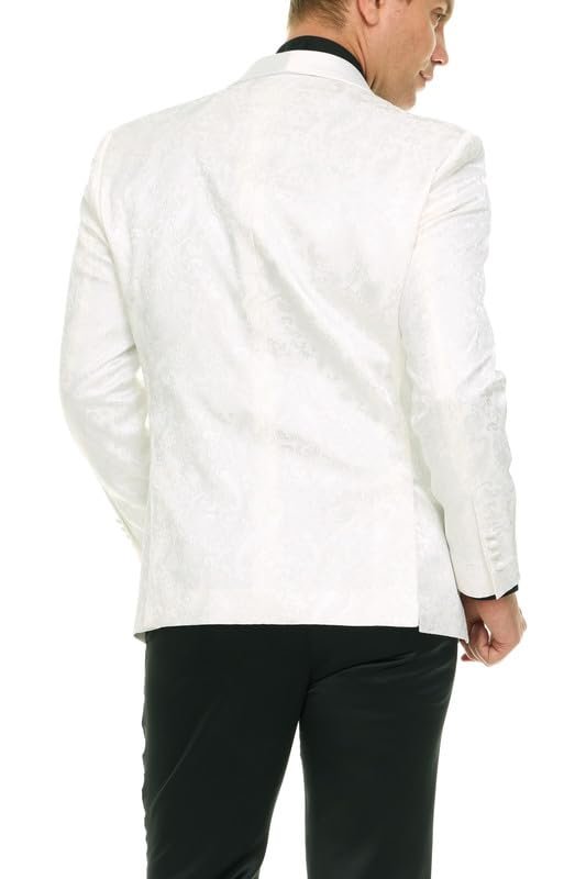 Mens Floral Tuxedo Jacket Paisley Shawl Lapel Suit Blazer Dinner Jacket for Prom, Wedding - Matching Bowtie Included