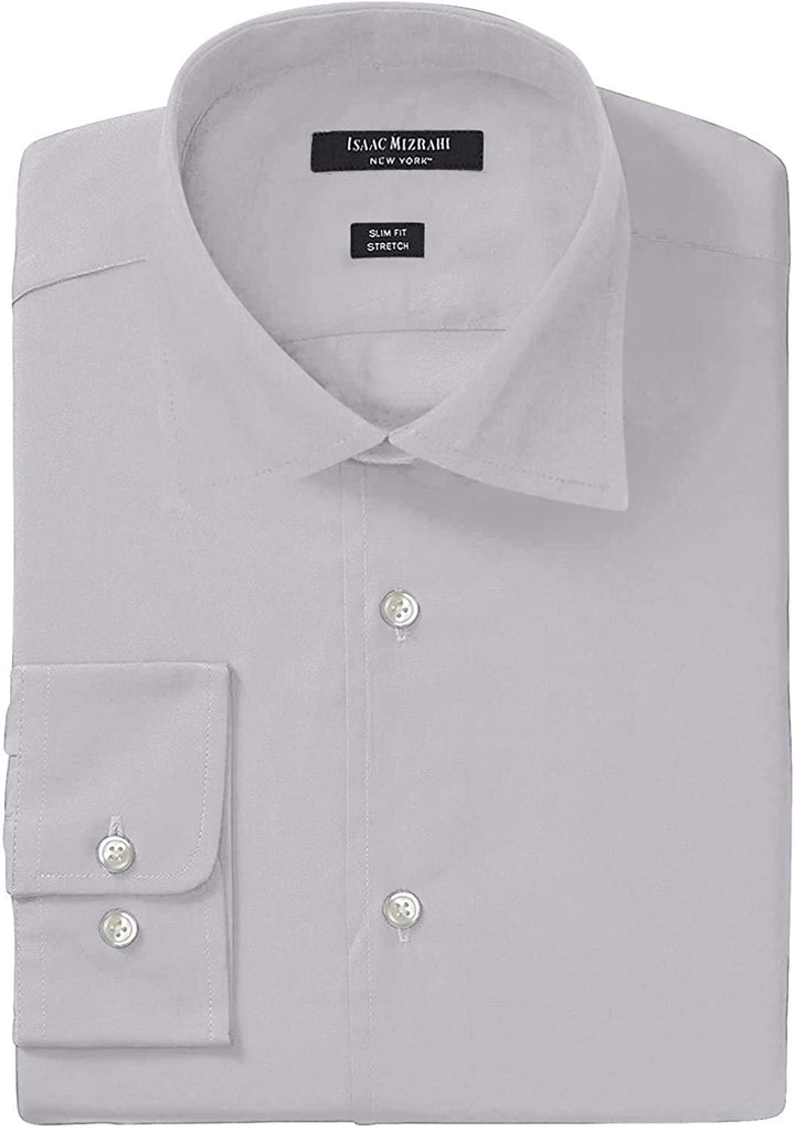 Isaac Mizrahi Men's Slim Fit Solid Broadcloth Cut Away Collar Dress Shirt
