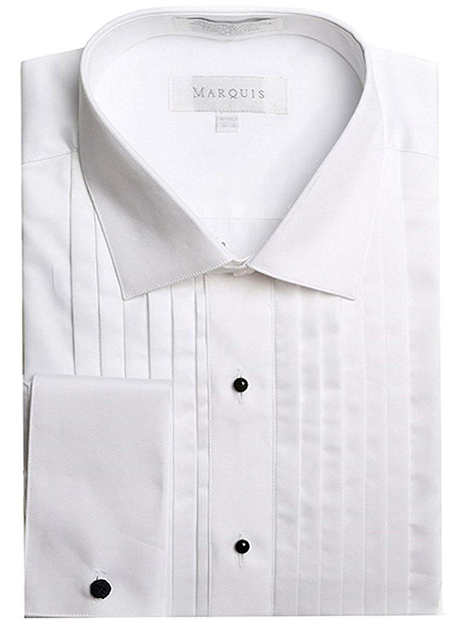 Marquis Men's French Cuff Lay Down Collar Tuxedo Shirt (Cufflinks Included) - CLEARANCE -  FINAL SALE