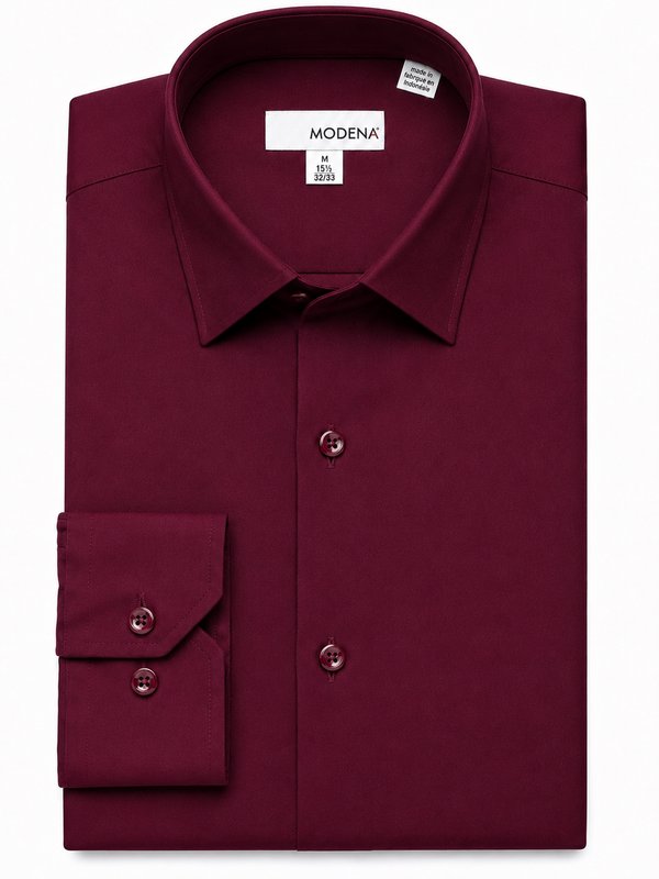 Modena Men’s Contemporary (Slim) Fit Long Sleeve Solid Dress Shirt