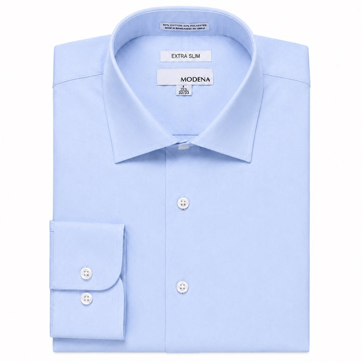 Modena Men's Extra Slim Fit Long Sleeve Solid Dress Shirt