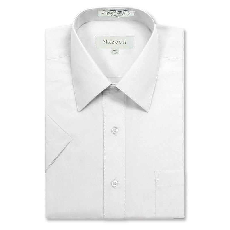 Marquis Men's Classic Fit Short Sleeve Cotton Blend Broadcloth Dress Shirt