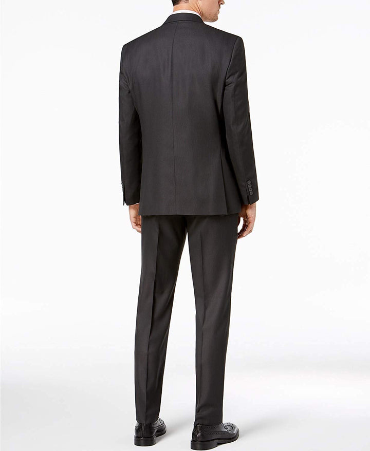 Adam Baker Men's Slim Fit 3-Piece (Jacket, Vets, Trousers) Vested Suit Set - Charcoal & Grey