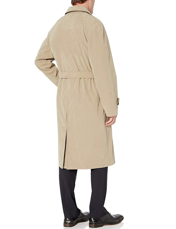 Adam Baker Men's Black & Taupe Single Breasted Full Length Trench Coat All Year Round Raincoat