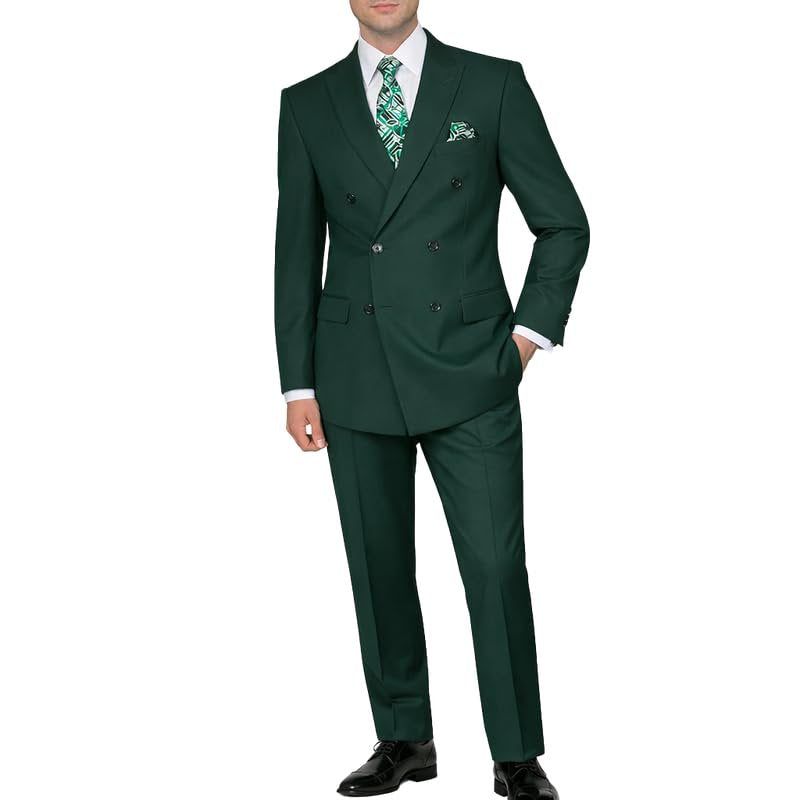 Adam Baker Men's Modern Fit Double Breasted Wool 2-Piece Suit Set | Jacket & Pants