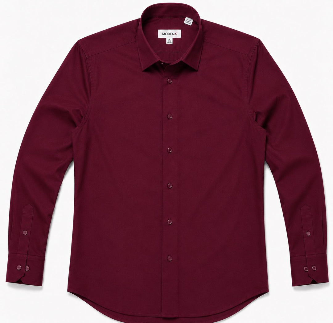 Modena Men’s Contemporary (Slim) Fit Long Sleeve Solid Dress Shirt