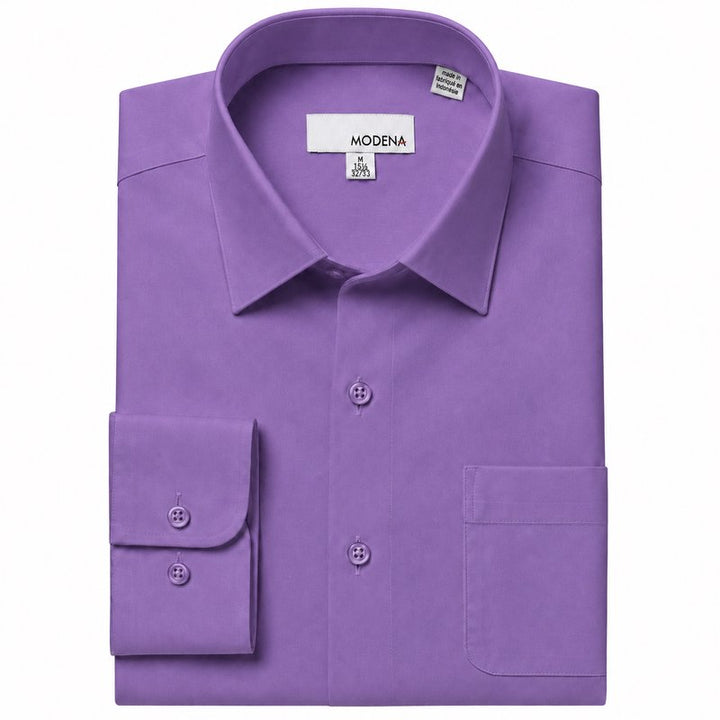 Modena Men's Regular Fit Long Sleeve Solid Dress Shirt