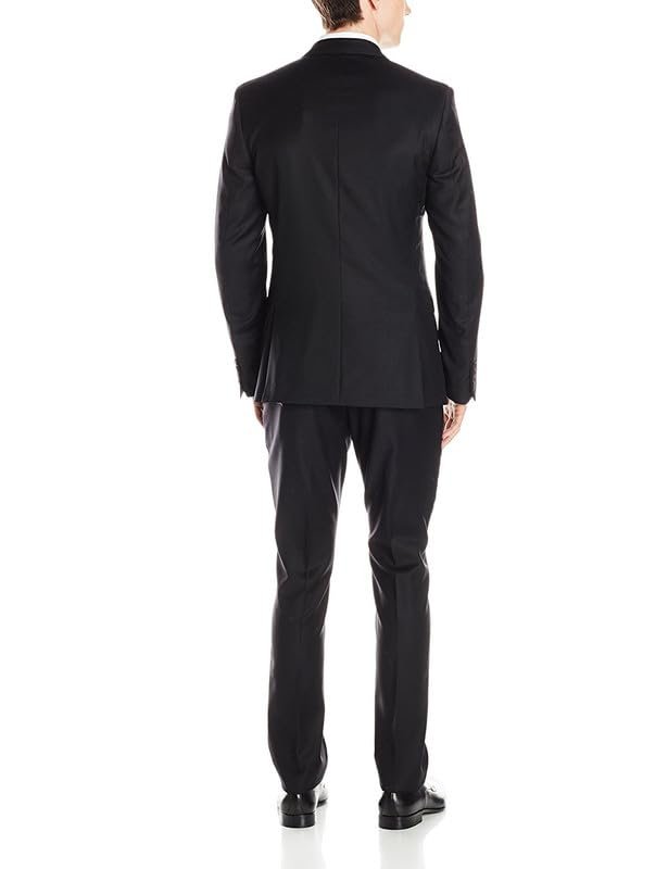 Adam Baker Men's 100% Wool Slim Fit 2-Piece Suit Set, Single Breasted Jacket and Trousers, for Business, Wedding & Prom